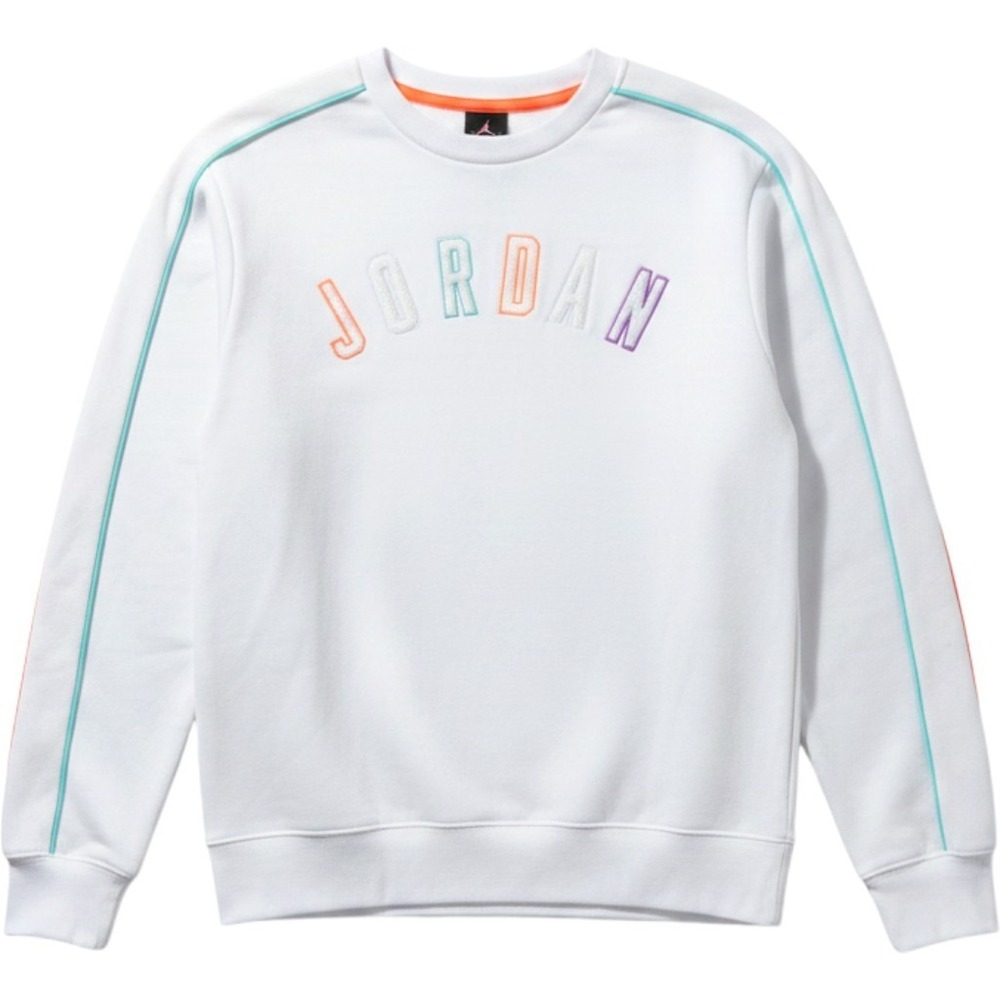 Jordan Sweatshirt Kids XL White Multi-Color Arched Logo Fleece Crewneck